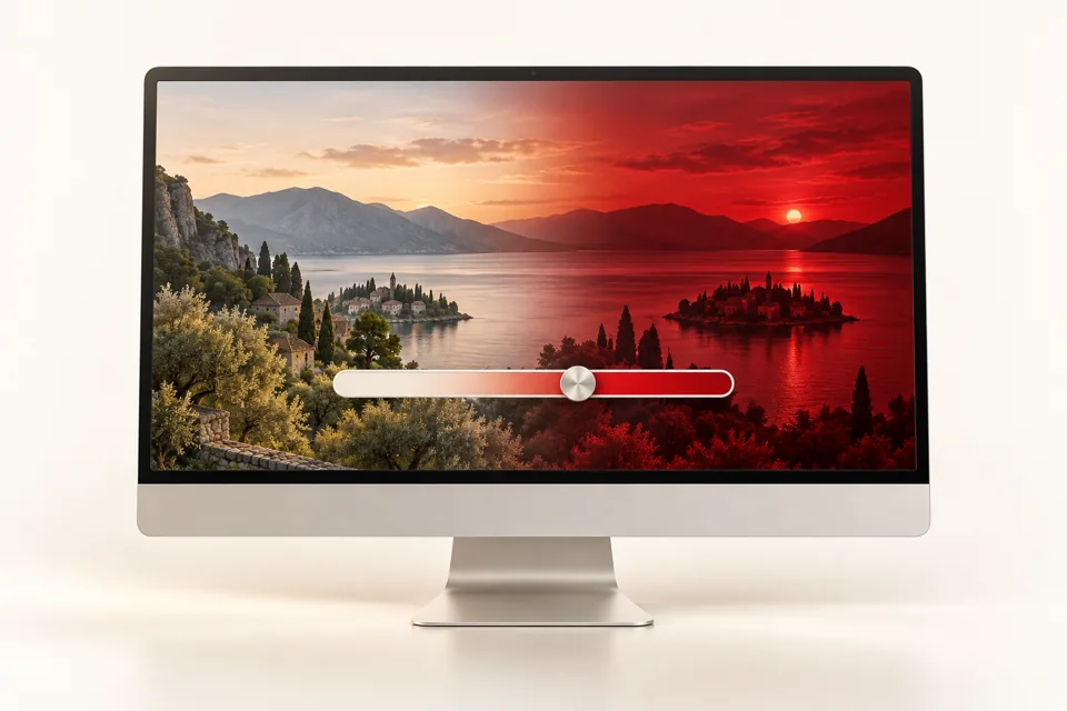 RedFilter strength slider from light shift to full red-only